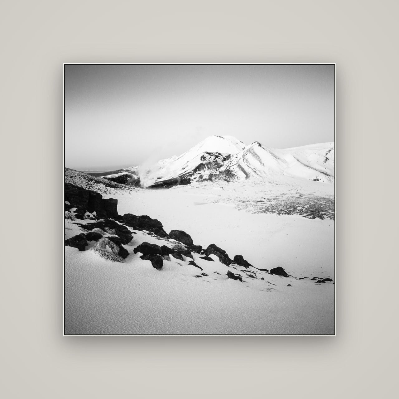 Ngauruhoe's Glow, Tongariro National Park — ArtBox White, 120×120 cm. New Zealand fine art wall art by Stephen Milner.