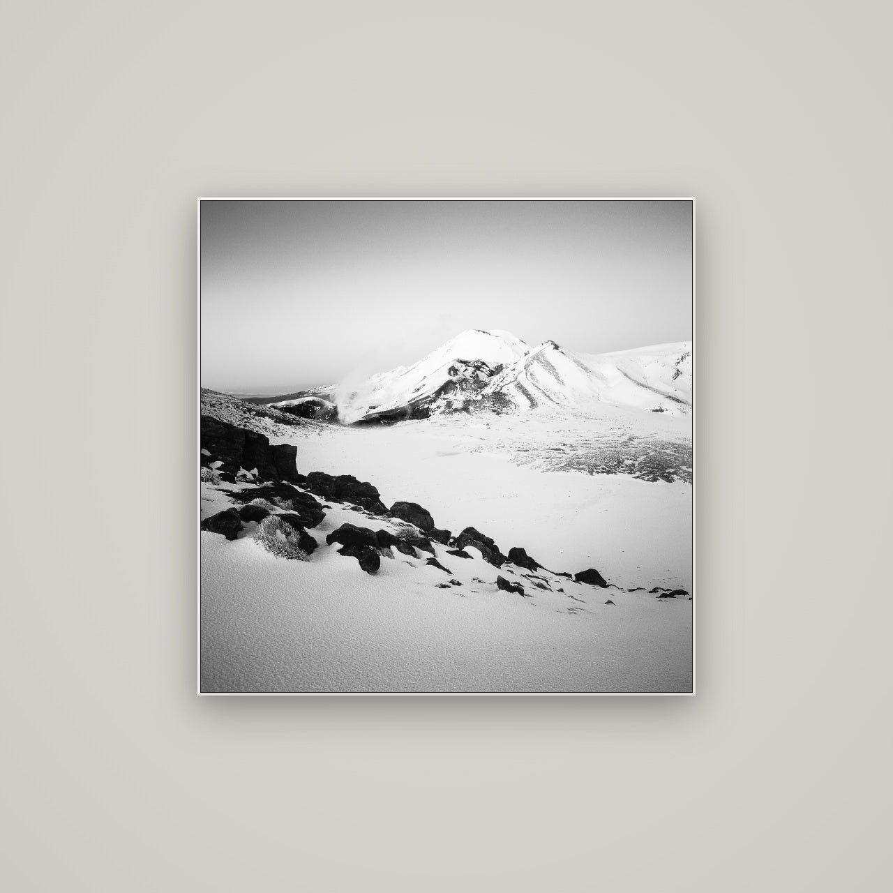 Ngauruhoe's Glow, Tongariro National Park — ArtBox White, 80×80 cm. New Zealand fine art wall art by Stephen Milner.