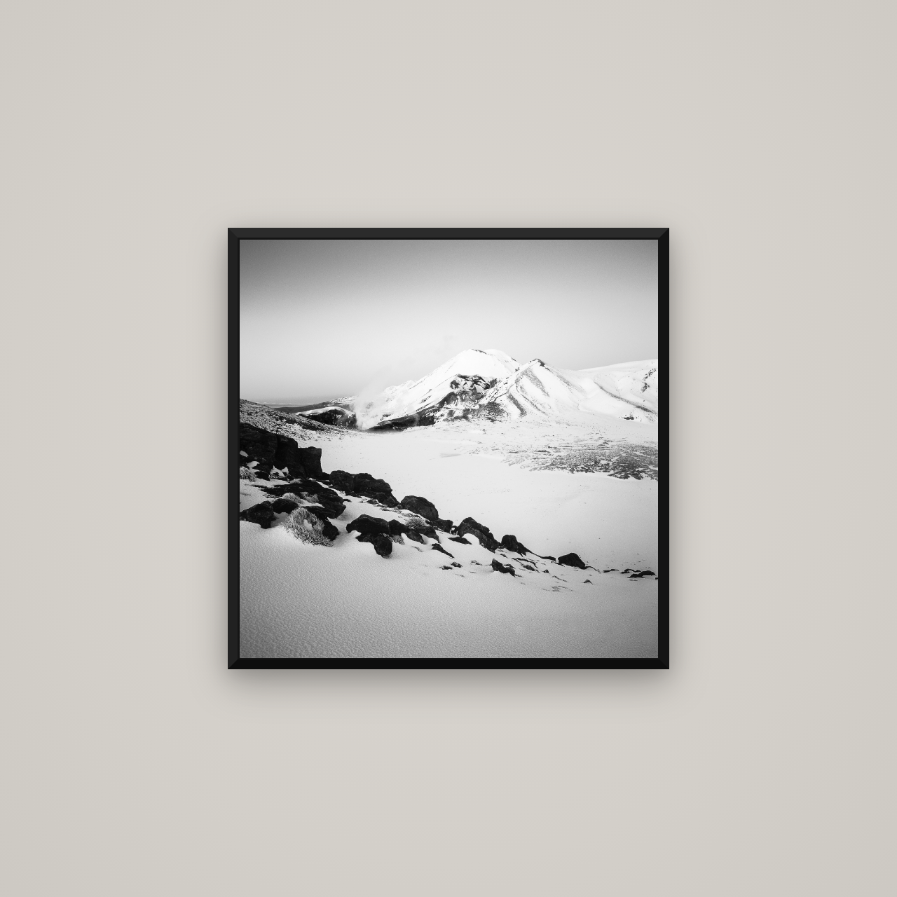 Ngauruhoe's Glow, Tongariro National Park — Basel Black Matte, 60×60 cm. New Zealand fine art wall art by Stephen Milner.