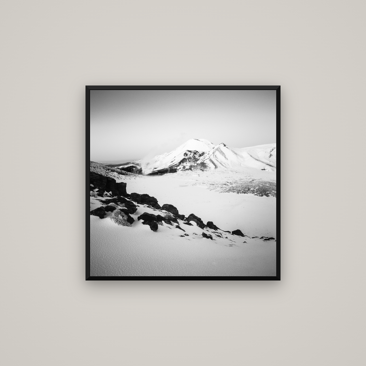 Ngauruhoe's Glow, Tongariro National Park — Basel Black Matte, 70×70 cm. New Zealand fine art wall art by Stephen Milner.