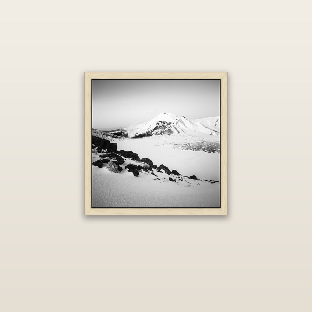 Ngauruhoe's Glow, Tongariro National Park — natural float frame canvas, 51 × 51 cm. New Zealand fine art landscape wall art by Stephen Milner.