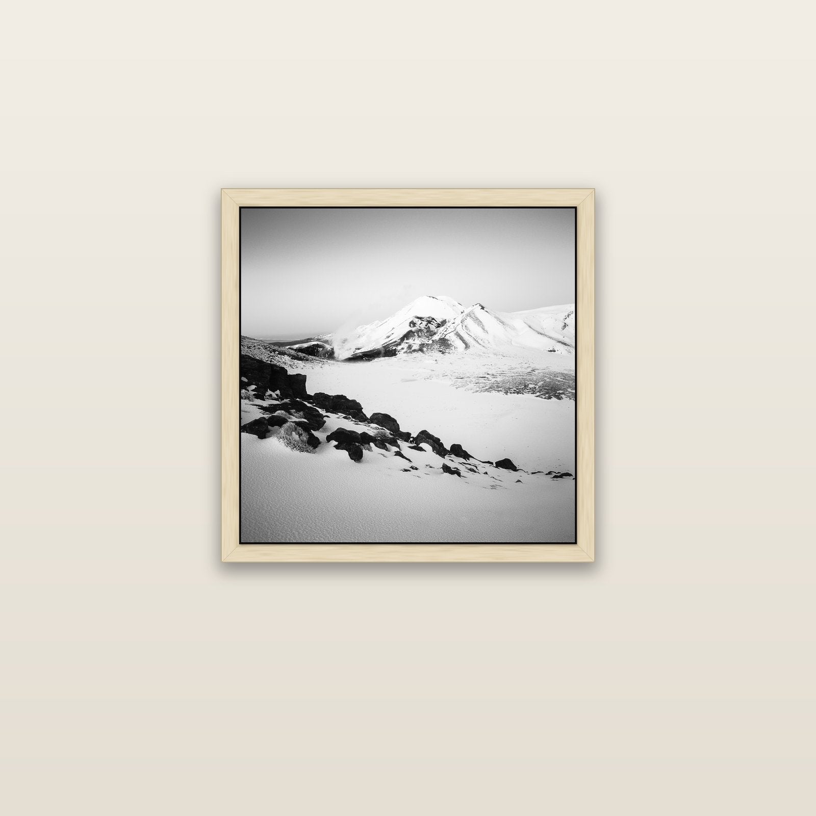 Ngauruhoe's Glow, Tongariro National Park — natural float frame canvas, 51 × 51 cm. New Zealand fine art landscape wall art by Stephen Milner.