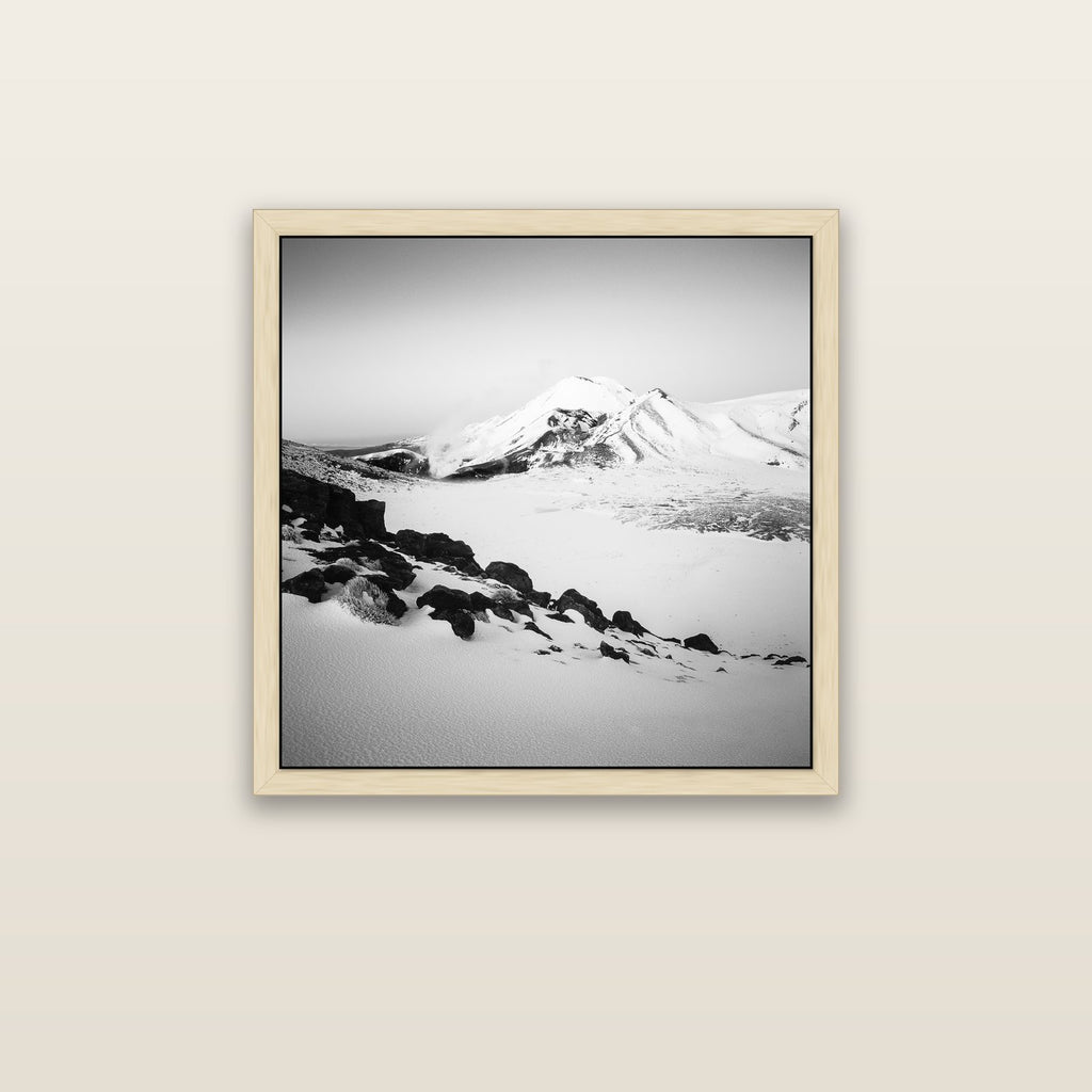 Ngauruhoe's Glow, Tongariro National Park — natural float frame canvas, 76 × 76 cm. New Zealand fine art landscape wall art by Stephen Milner.