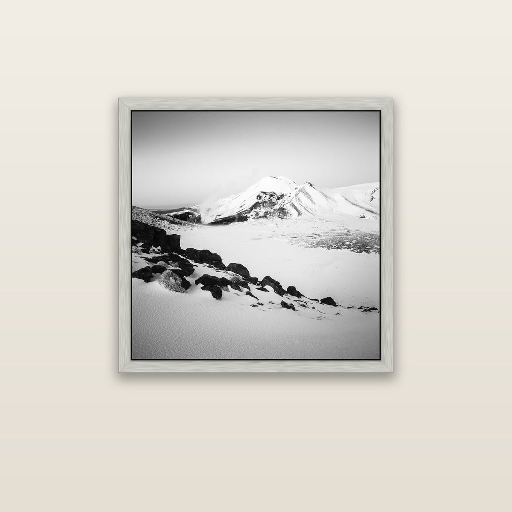 Ngauruhoe's Glow, Tongariro National Park — silver float frame canvas, 76 × 76 cm. New Zealand fine art landscape wall art by Stephen Milner.