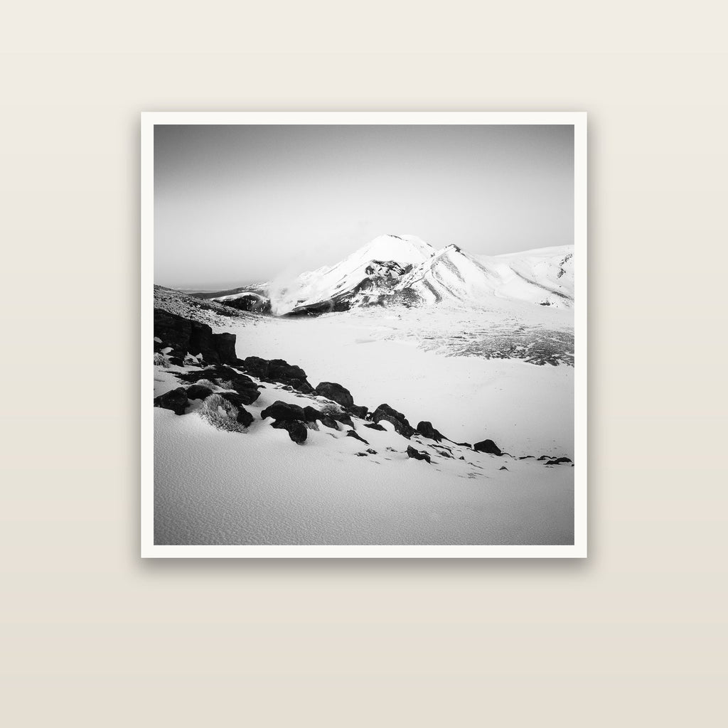 Ngauruhoe's Glow, Tongariro National Park — Hahnemühle fine art print, 100 × 100 cm. New Zealand fine art landscape photography by Stephen Milner.