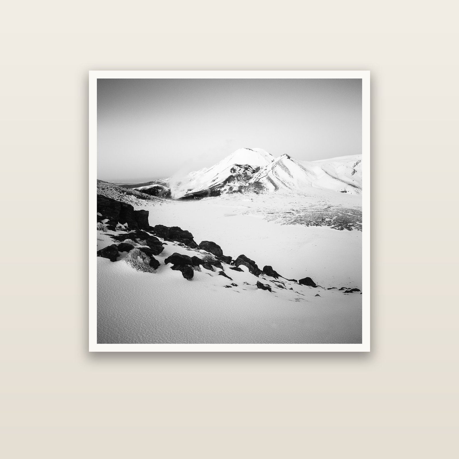 Ngauruhoe's Glow, Tongariro National Park — Hahnemühle fine art print, 100 × 100 cm. New Zealand fine art landscape photography by Stephen Milner.