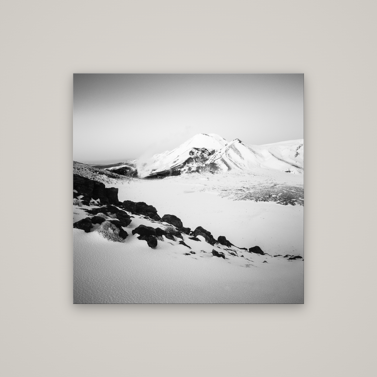 Ngauruhoe's Glow, Tongariro National Park — No frame, 100×100 cm. New Zealand fine art wall art by Stephen Milner.