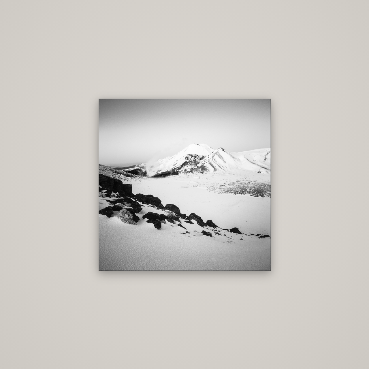 Ngauruhoe's Glow, Tongariro National Park — No frame, 60×60 cm. New Zealand fine art wall art by Stephen Milner.