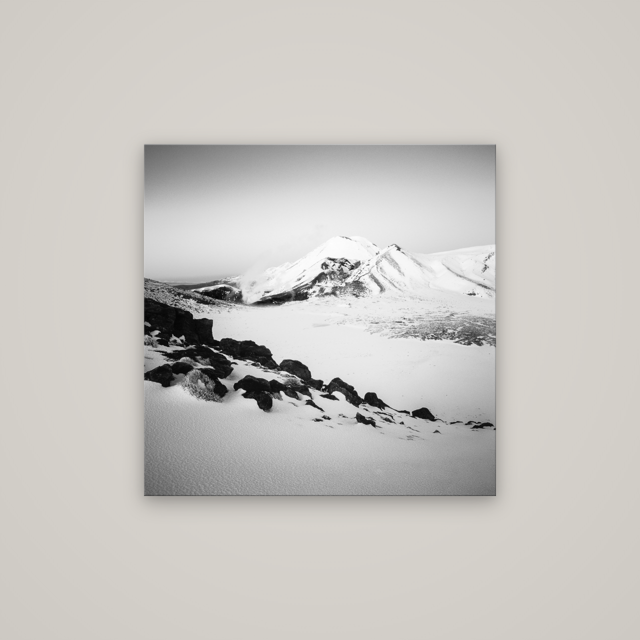Ngauruhoe's Glow, Tongariro National Park — No frame, 80×80 cm. New Zealand fine art wall art by Stephen Milner.