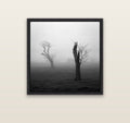 Opposites in the Mist, Waikato — black float frame canvas, 91 × 91 cm. New Zealand fine art landscape wall art by Stephen Milner.