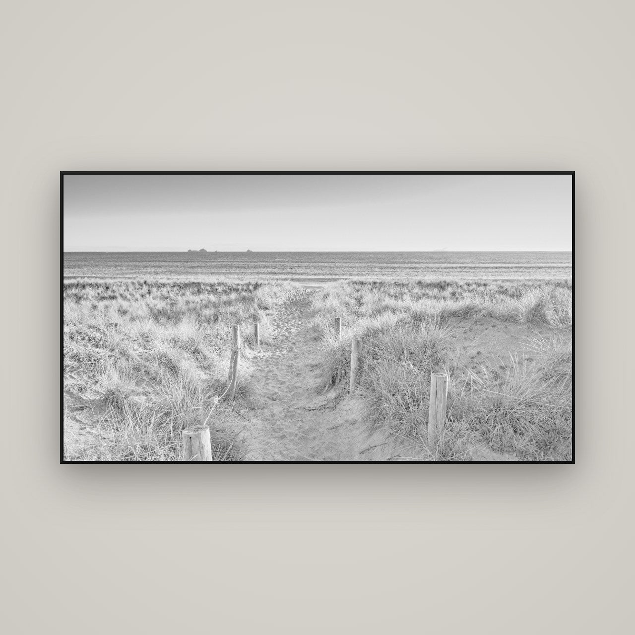 Passage to the Sea, Whakatāne — ArtBox Black, 160×90 cm. New Zealand fine art wall art by Stephen Milner.