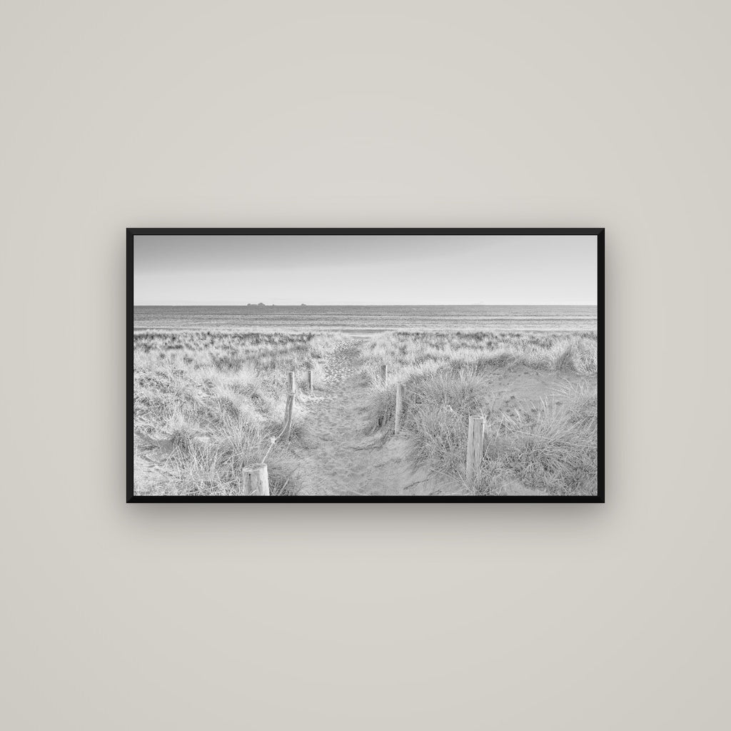 Passage to the Sea, Whakatāne — Basel Black Matte, 107×60 cm. New Zealand fine art wall art by Stephen Milner.