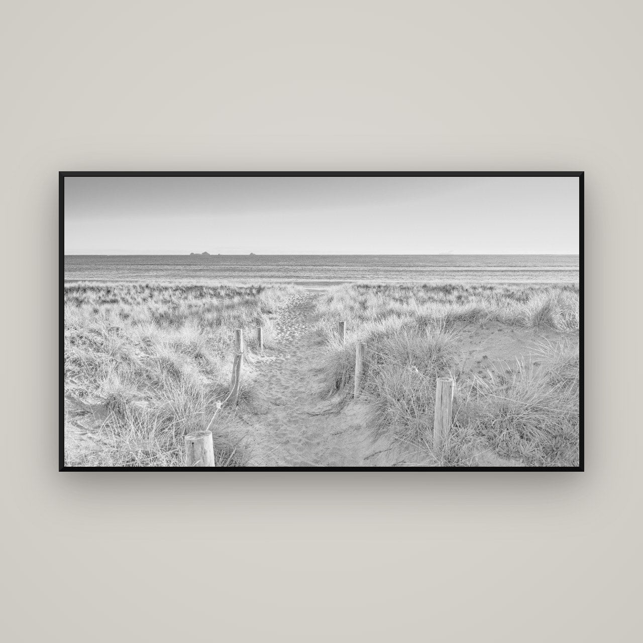 Passage to the Sea, Whakatāne — Basel Black, 160×90 cm. New Zealand fine art wall art by Stephen Milner.