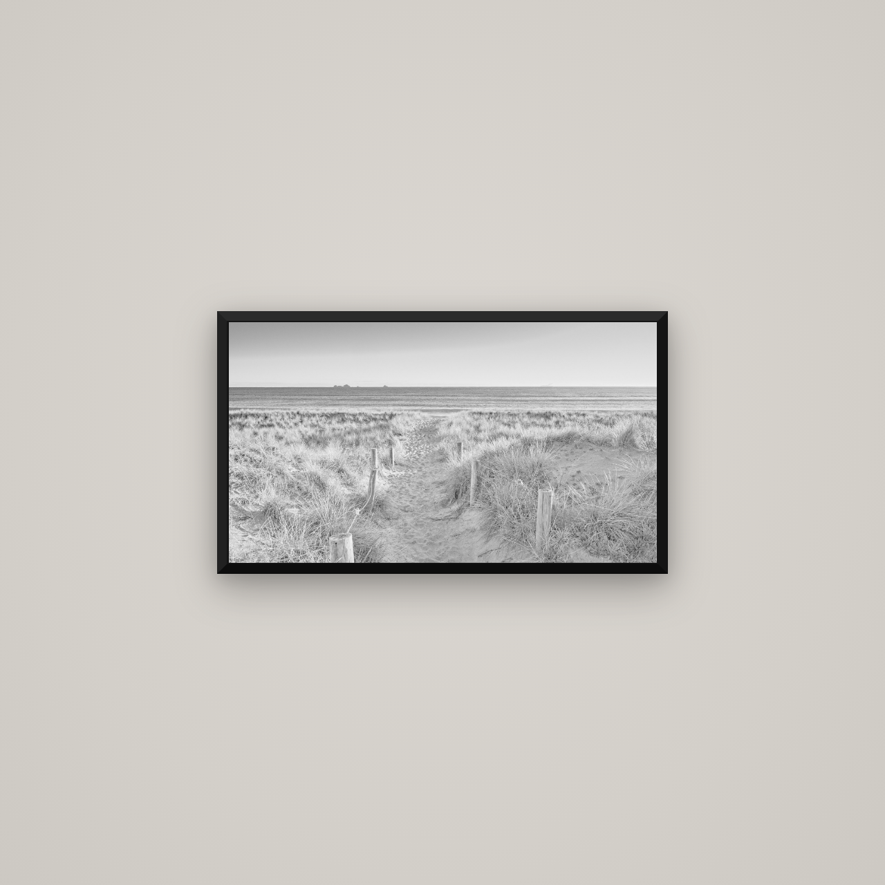 Passage to the Sea, Whakatāne — Basel Black Matte, 64×36 cm. New Zealand fine art wall art by Stephen Milner.