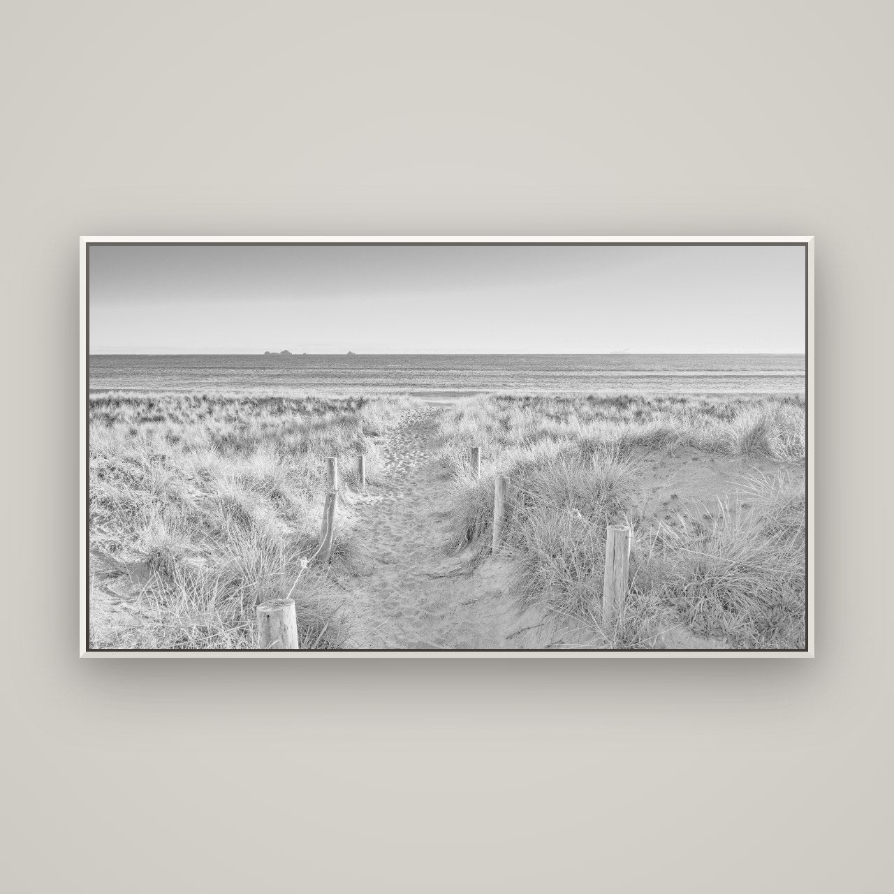 Passage to the Sea, Whakatāne — Basel White, 160×90 cm. New Zealand fine art wall art by Stephen Milner.