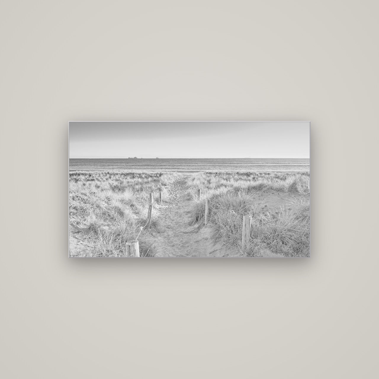 Passage to the Sea, Whakatāne — Slimline Silver, 107×60 cm. New Zealand fine art wall art by Stephen Milner.