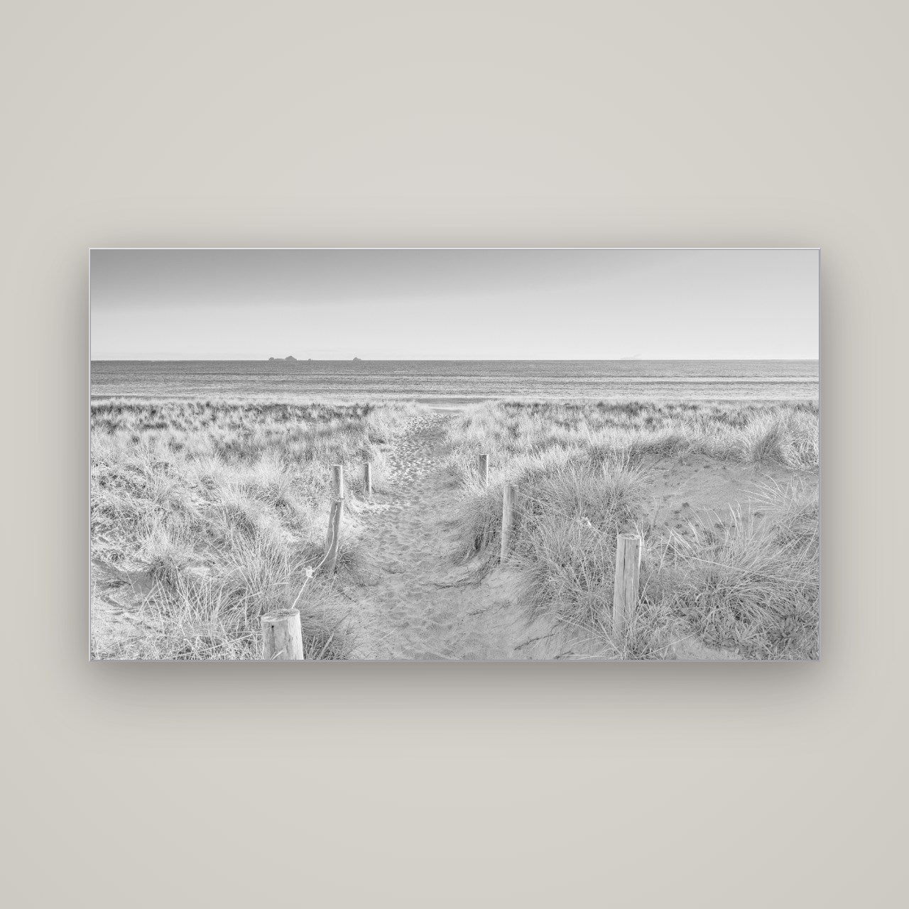 Passage to the Sea, Whakatāne — Slimline Silver, 160×90 cm. New Zealand fine art wall art by Stephen Milner.