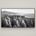 Punakaiki Marvels, South Island — Basel Black, 196×110 cm. New Zealand fine art wall art by Stephen Milner.