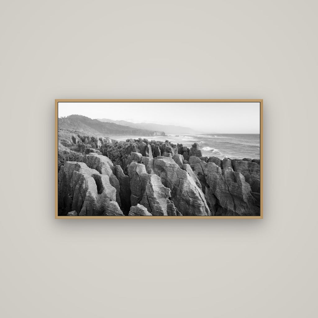 Punakaiki Marvels, South Island, Basel Natural Oak, 107×60 cm. New Zealand fine art wall art by Stephen Milner.