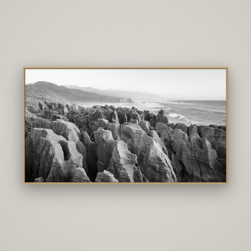 Punakaiki Marvels, South Island, Basel Natural Oak, 160×90 cm. New Zealand fine art wall art by Stephen Milner.