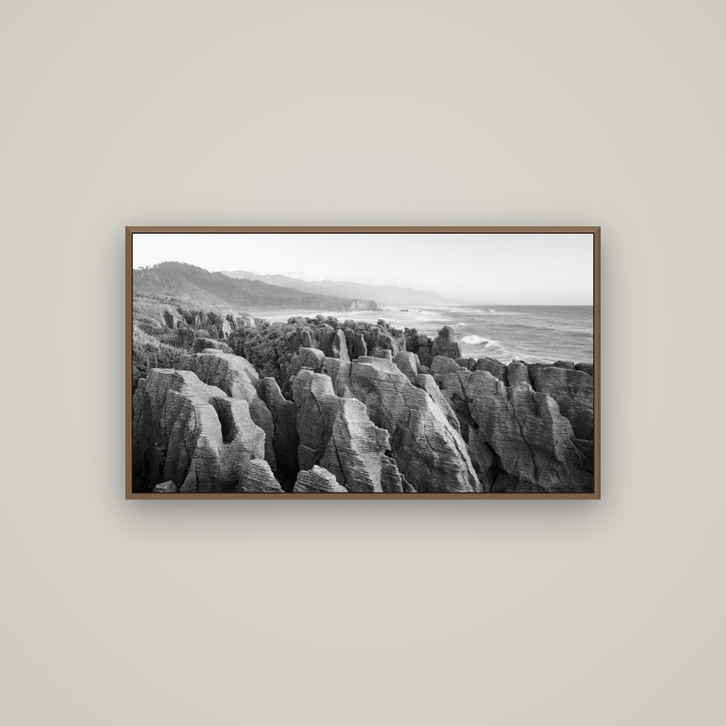 Punakaiki Marvels, South Island, Basel Walnut, 107×60 cm. New Zealand fine art wall art by Stephen Milner.