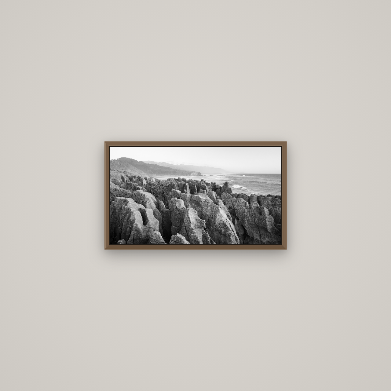 Punakaiki Marvels, South Island, Basel Walnut, 53×30 cm. New Zealand fine art wall art by Stephen Milner.