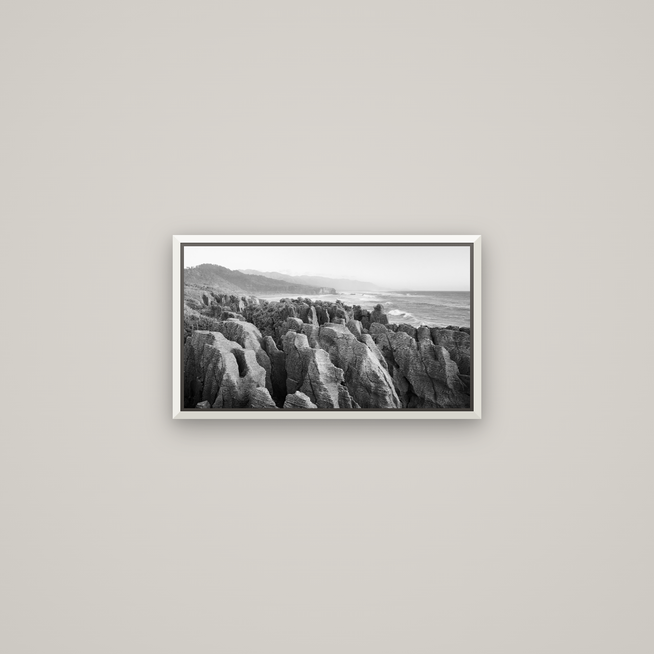 Punakaiki Marvels, South Island — Basel White, 53×30 cm. New Zealand fine art wall art by Stephen Milner.
