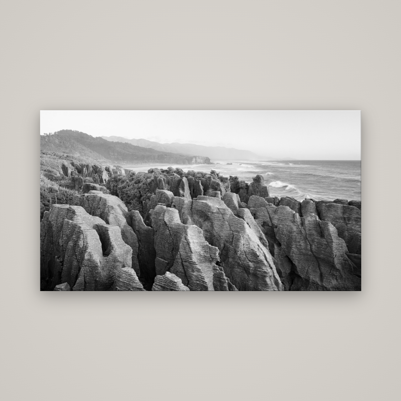Punakaiki Marvels, South Island — No frame, 160×90 cm. New Zealand fine art wall art by Stephen Milner.