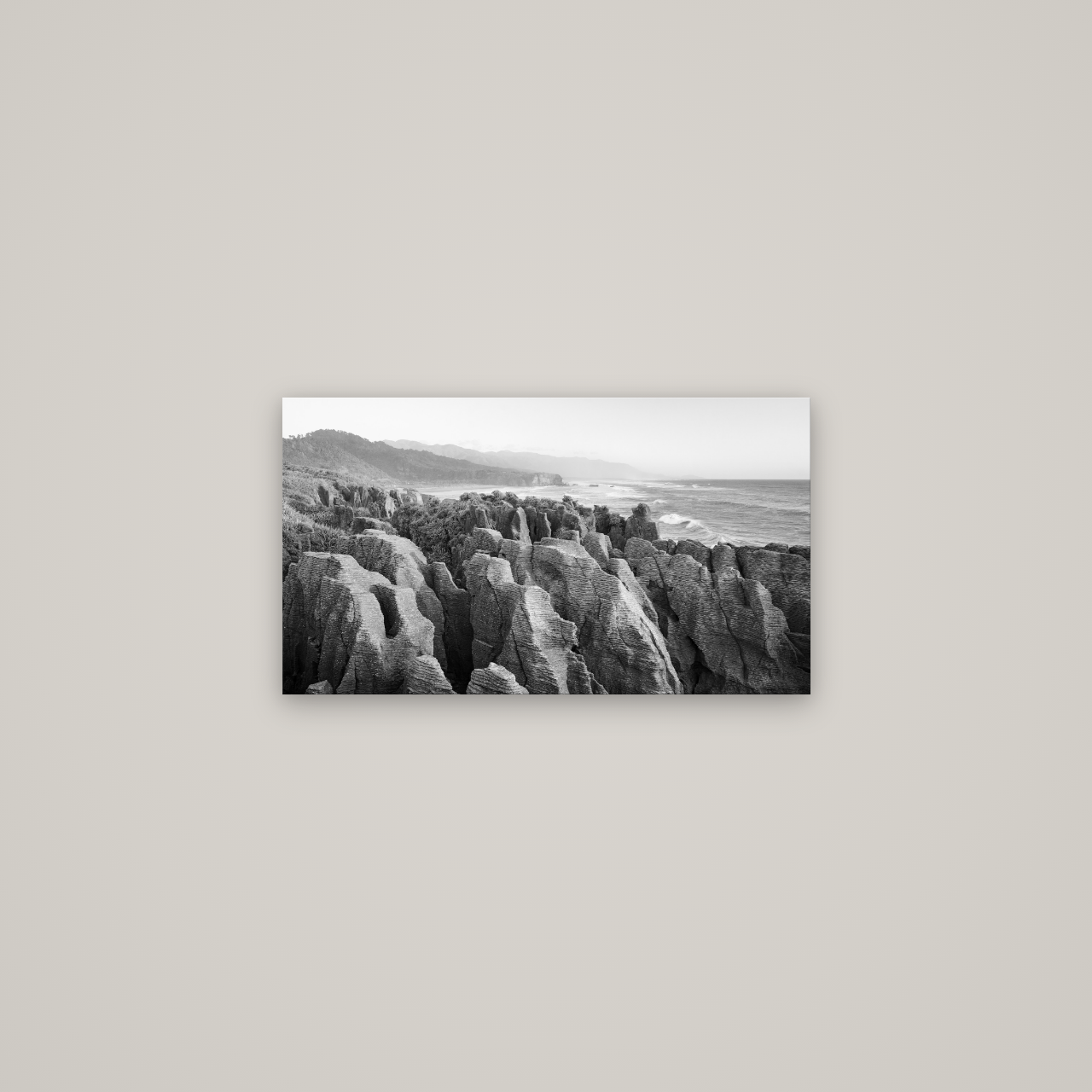 Punakaiki Marvels, South Island — No frame, 64×36 cm. New Zealand fine art wall art by Stephen Milner.