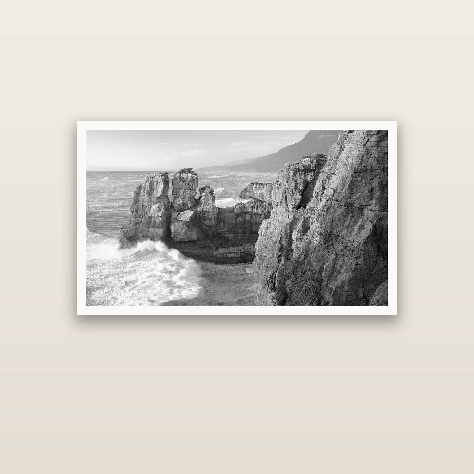 Punakaiki Sculptures, South Island — Hahnemühle fine art print, 120 × 70 cm. New Zealand fine art landscape photography by Stephen Milner.