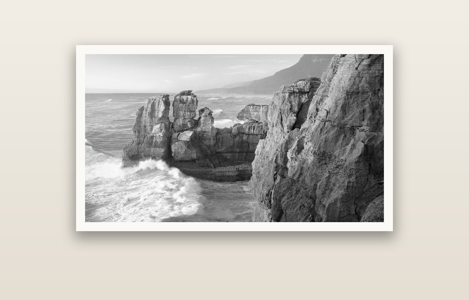 Punakaiki Sculptures, South Island — Hahnemühle fine art print, 120 × 70 cm. New Zealand fine art landscape photography by Stephen Milner.