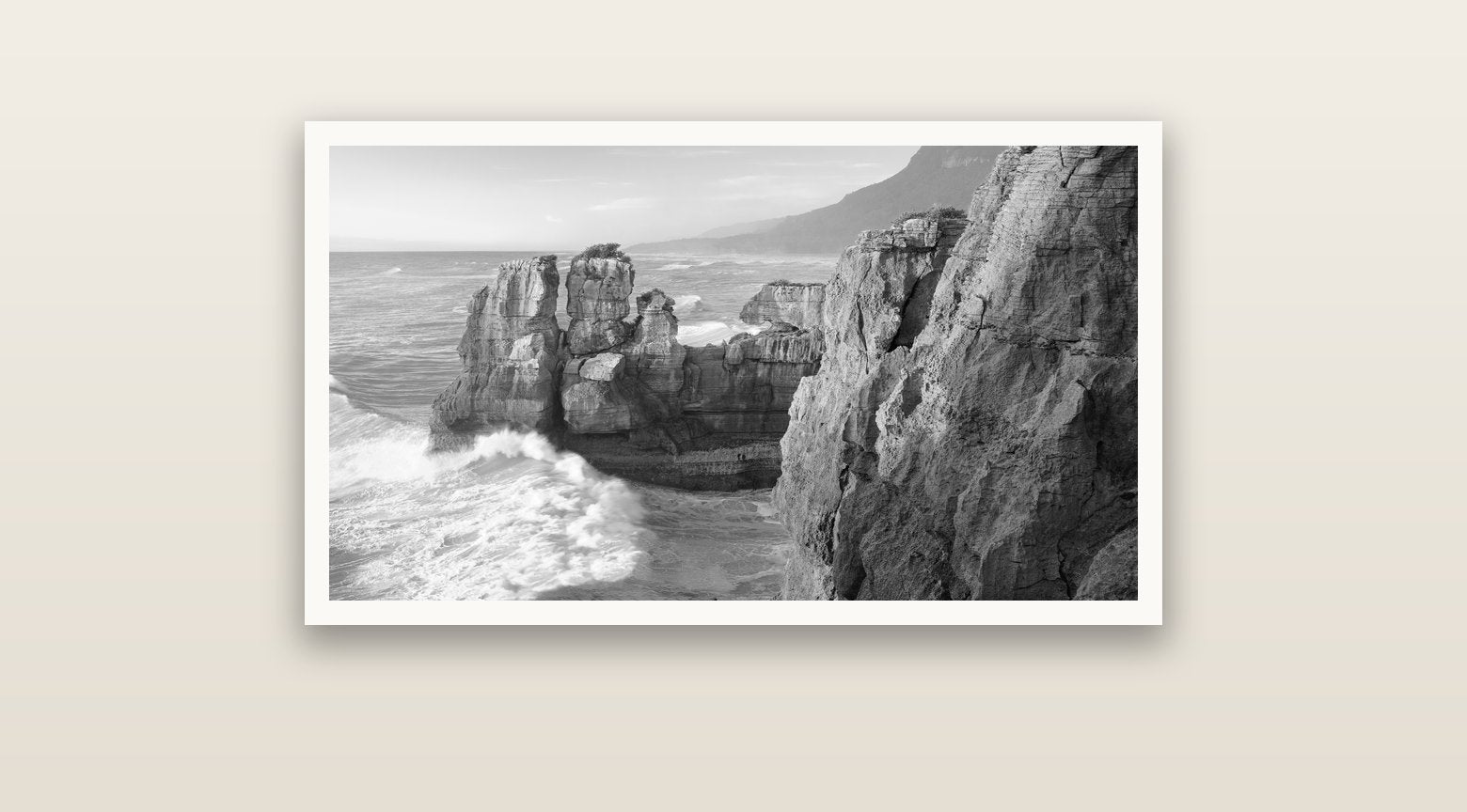 Punakaiki Sculptures, South Island — Hahnemühle fine art print, 91 × 51 cm. New Zealand fine art landscape photography by Stephen Milner.