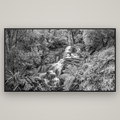 Radiance of Nature, McLean Falls — Basel Black Matte, 196×110 cm. New Zealand fine art wall art by Stephen Milner.