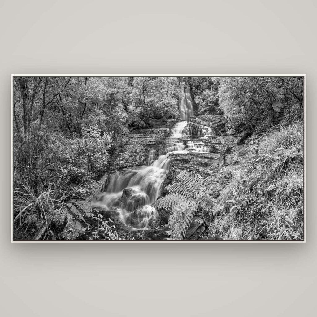 Radiance of Nature, McLean Falls — Basel White, 196×110 cm. New Zealand fine art wall art by Stephen Milner.
