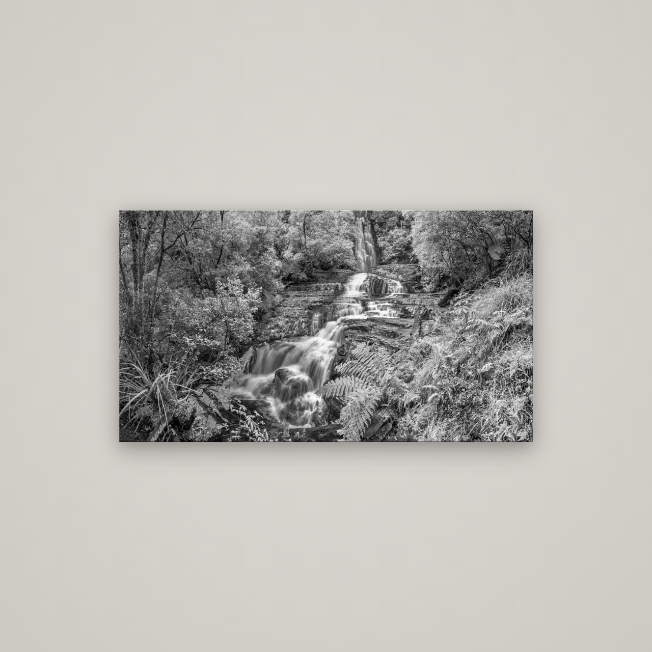 Radiance of Nature, McLean Falls — No frame, 107×60 cm. New Zealand fine art wall art by Stephen Milner.