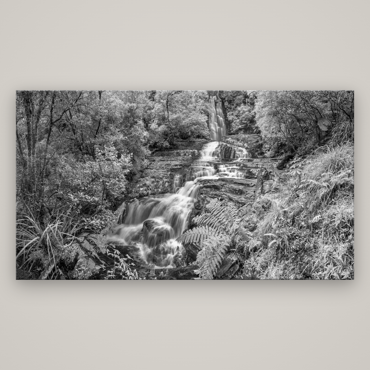Radiance of Nature, McLean Falls — No frame, 196×110 cm. New Zealand fine art wall art by Stephen Milner.