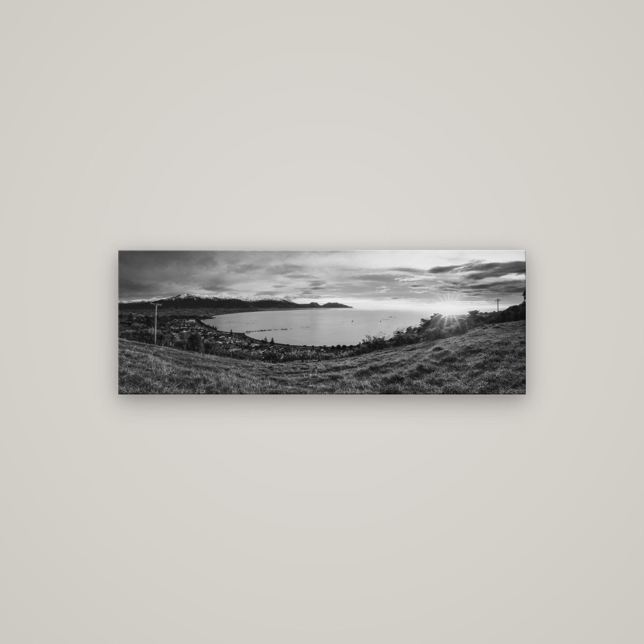 Radiant Awakening, Kaikōura's Coastal Majesty — No frame, 113×40 cm. New Zealand fine art wall art by Stephen Milner.