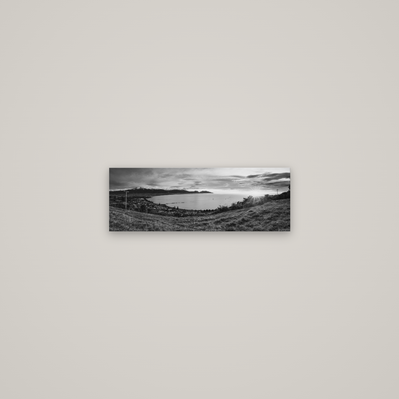 Radiant Awakening, Kaikōura's Coastal Majesty — No frame, 57×20 cm. New Zealand fine art wall art by Stephen Milner.