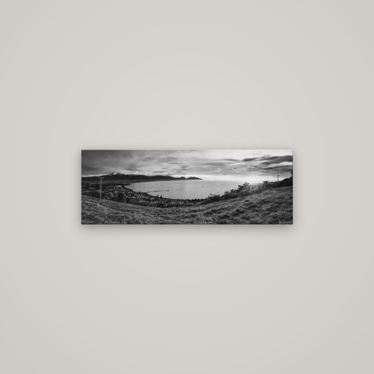 Radiant Awakening, Kaikōura's Coastal Majesty — No frame, 85×30 cm. New Zealand fine art wall art by Stephen Milner.