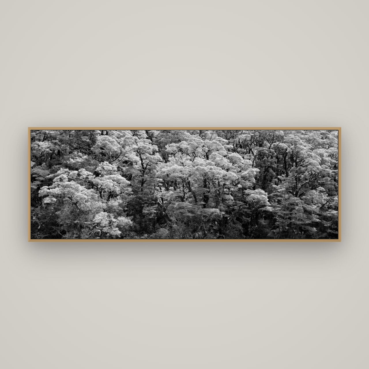 Rainforest Reverie, Fiordland, Basel Natural Oak, 170×60 cm. New Zealand fine art wall art by Stephen Milner.