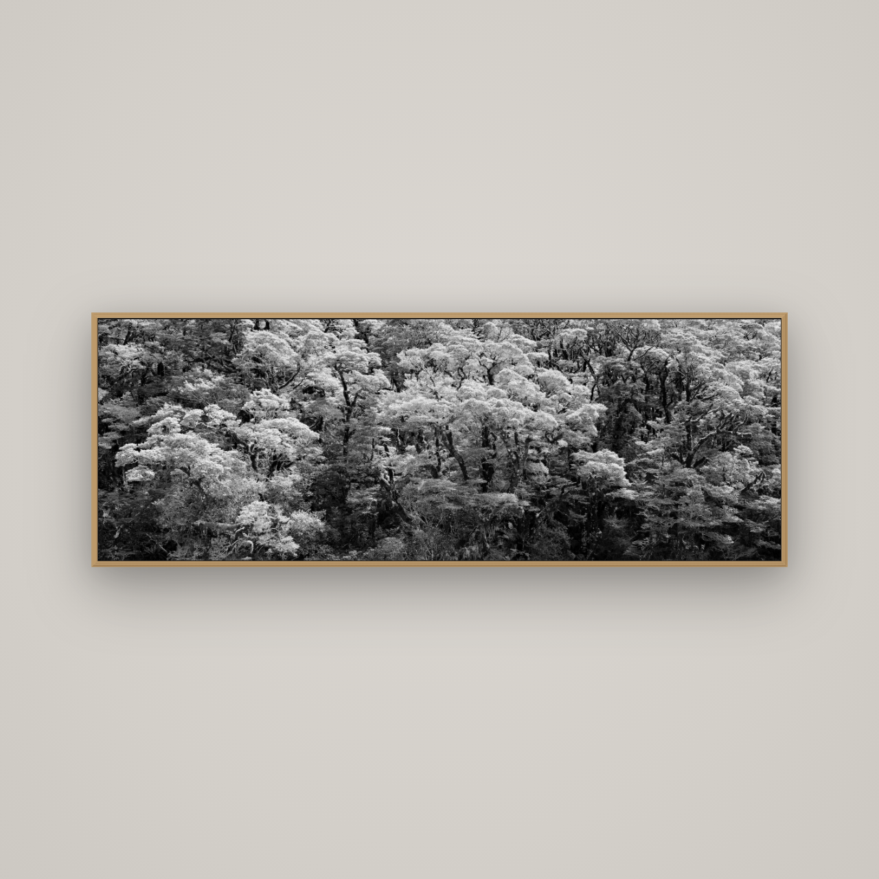 Rainforest Reverie, Fiordland, Basel Natural Oak, 170×60 cm. New Zealand fine art wall art by Stephen Milner.