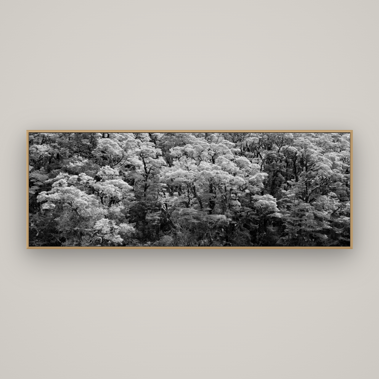 Rainforest Reverie, Fiordland, Basel Natural Oak, 198×70 cm. New Zealand fine art wall art by Stephen Milner.