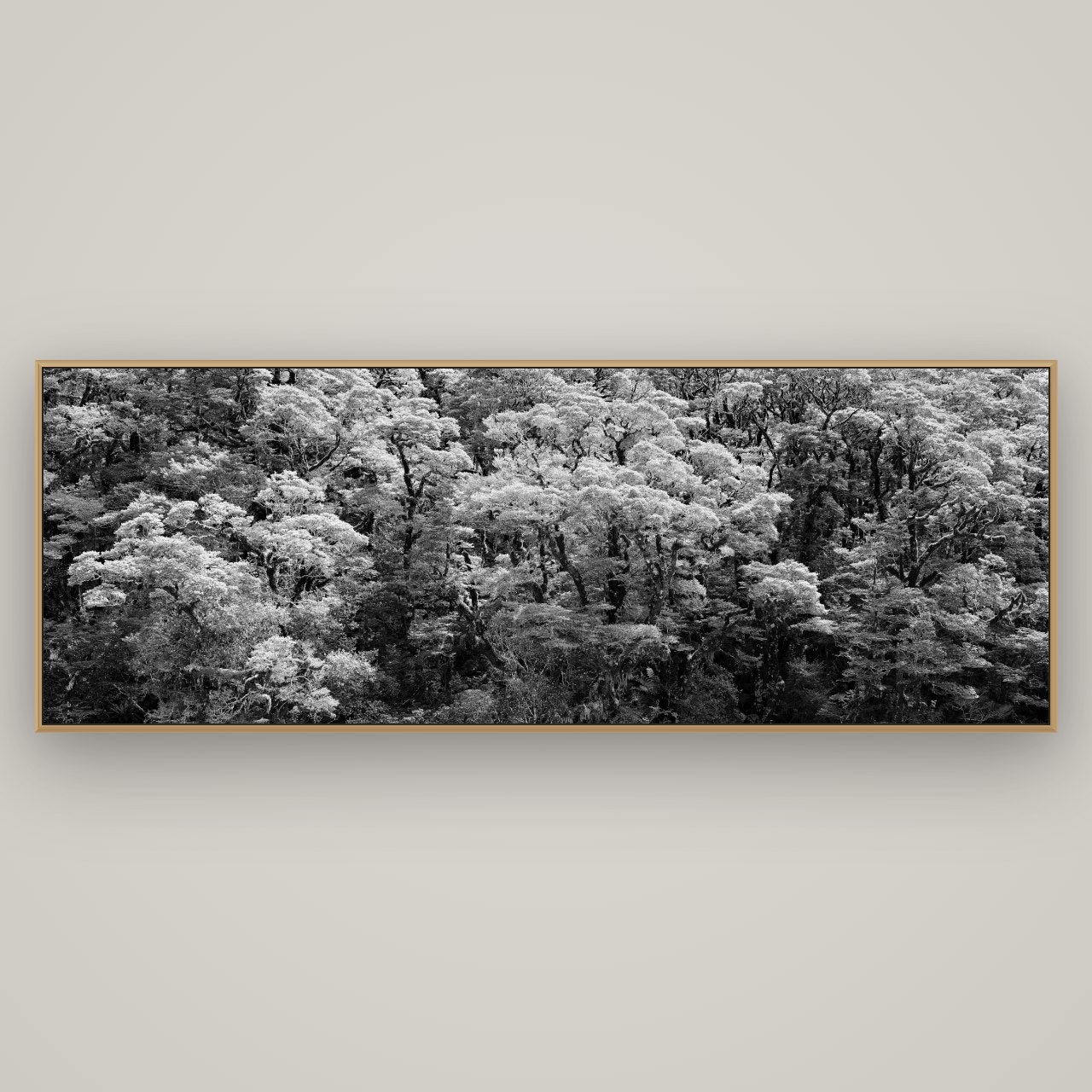 Rainforest Reverie, Fiordland, Basel Natural Oak, 198×70 cm. New Zealand fine art wall art by Stephen Milner.