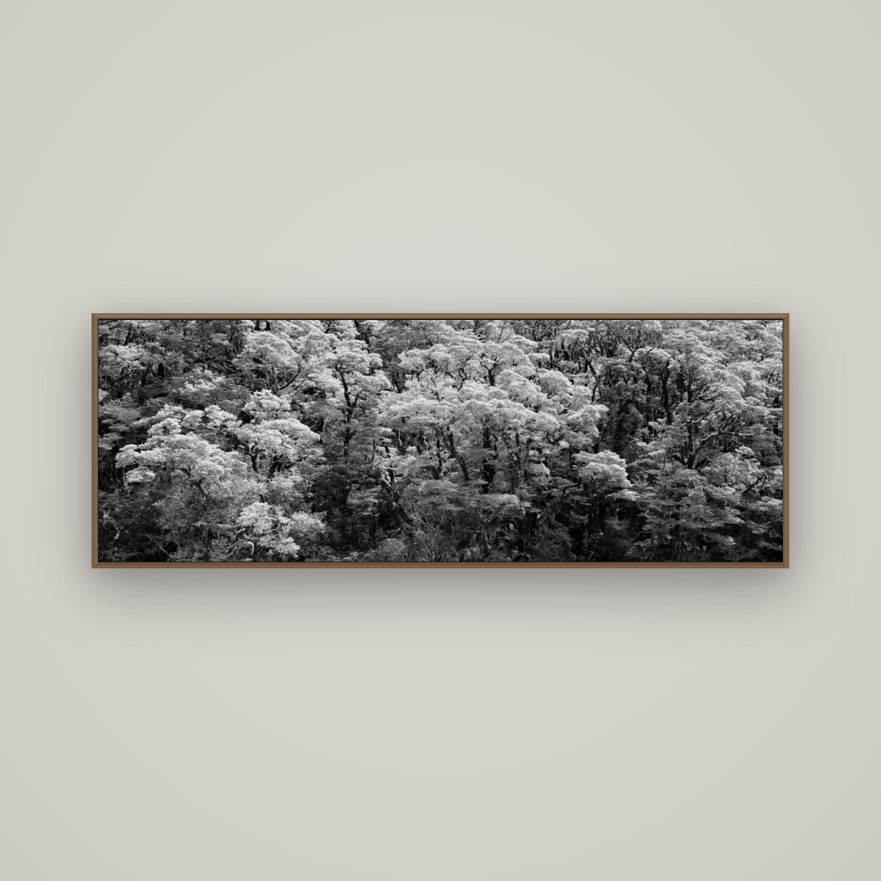Rainforest Reverie, Fiordland, Basel Walnut, 170×60 cm. New Zealand fine art wall art by Stephen Milner.