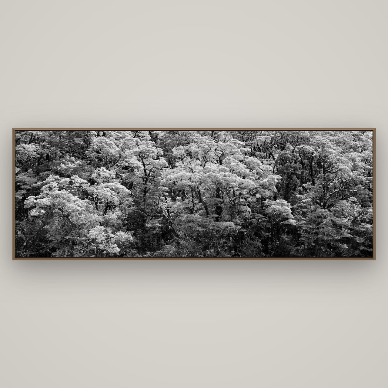 Rainforest Reverie, Fiordland, Basel Walnut, 198×70 cm. New Zealand fine art wall art by Stephen Milner.