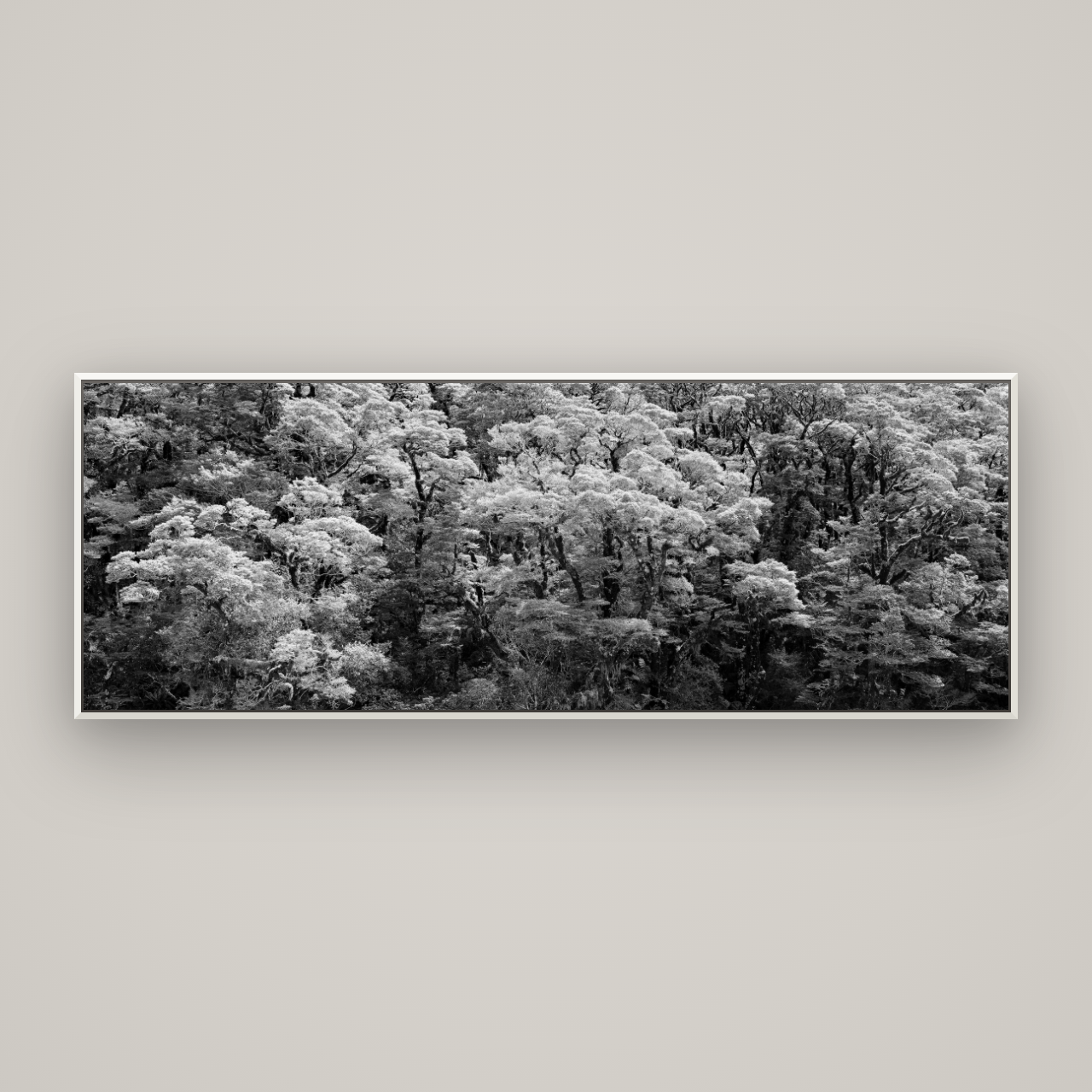 Rainforest Reverie, Fiordland — Basel White, 198×70 cm. New Zealand fine art wall art by Stephen Milner.