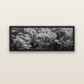 Rainforest Reverie, Fiordland — black float frame canvas, 152 × 56 cm. New Zealand fine art landscape wall art by Stephen Milner.