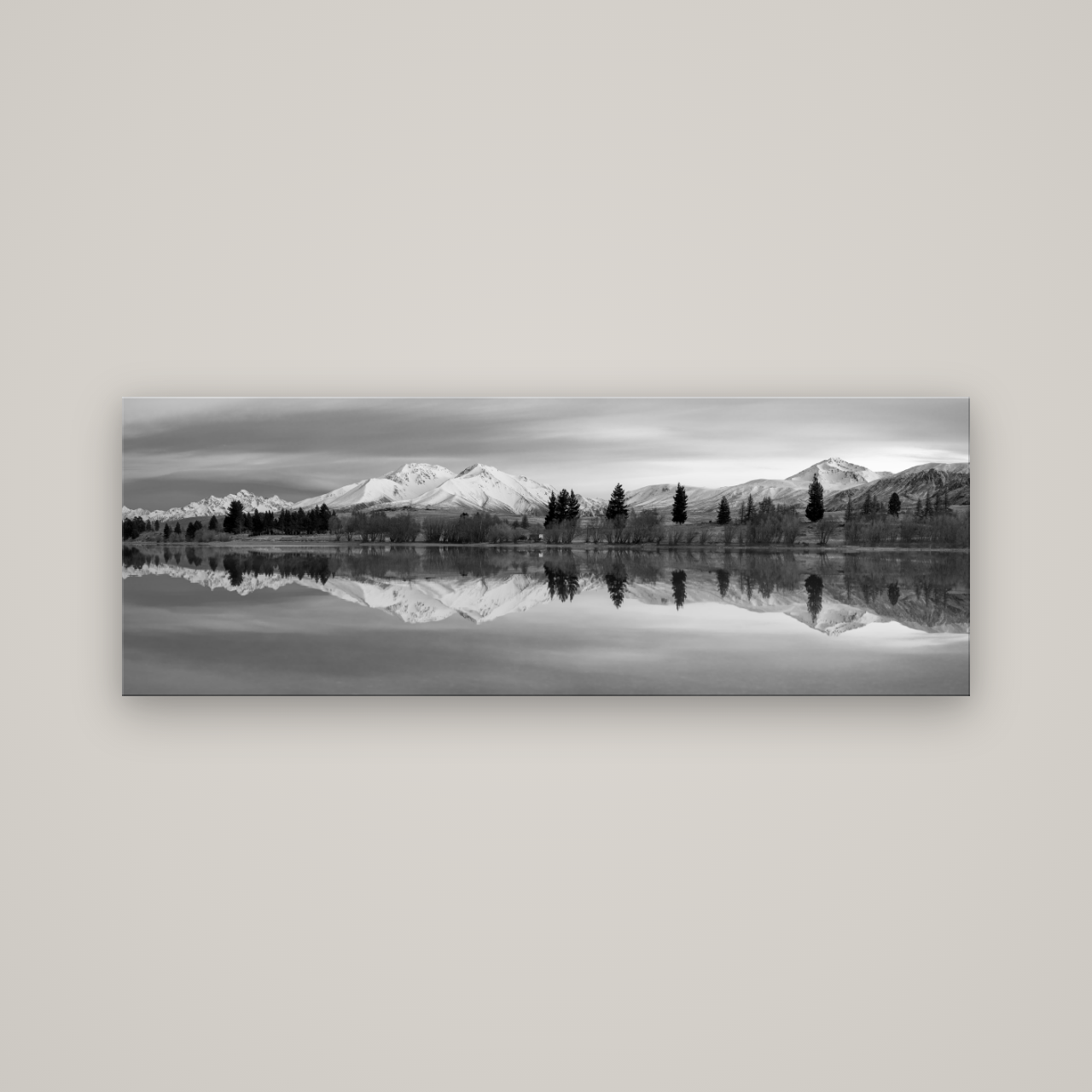 Reflections of Dawn, Big Hill and Potts Range — No frame, 170×60 cm. New Zealand fine art wall art by Stephen Milner.