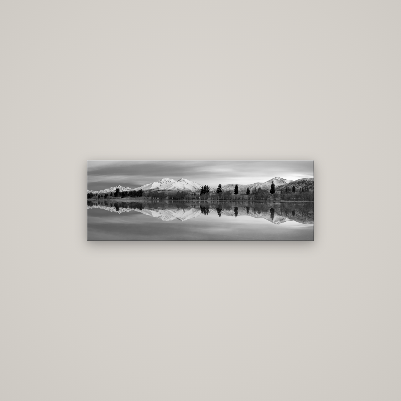Reflections of Dawn, Big Hill and Potts Range — No frame, 85×30 cm. New Zealand fine art wall art by Stephen Milner.