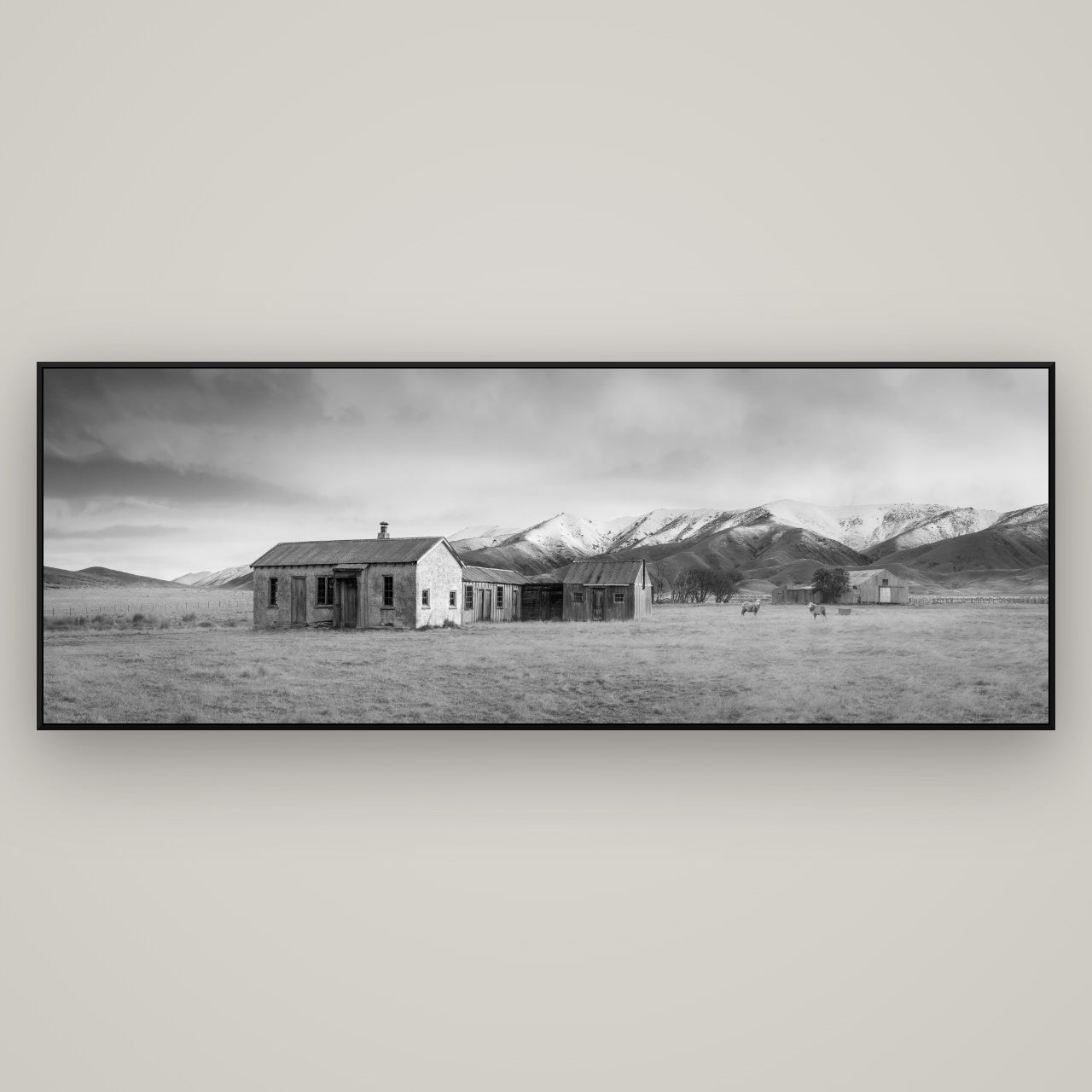 Resilience in Ruin, Echoes of a Forgotten Farm — ArtBox Black, 198×70 cm. New Zealand fine art wall art by Stephen Milner.